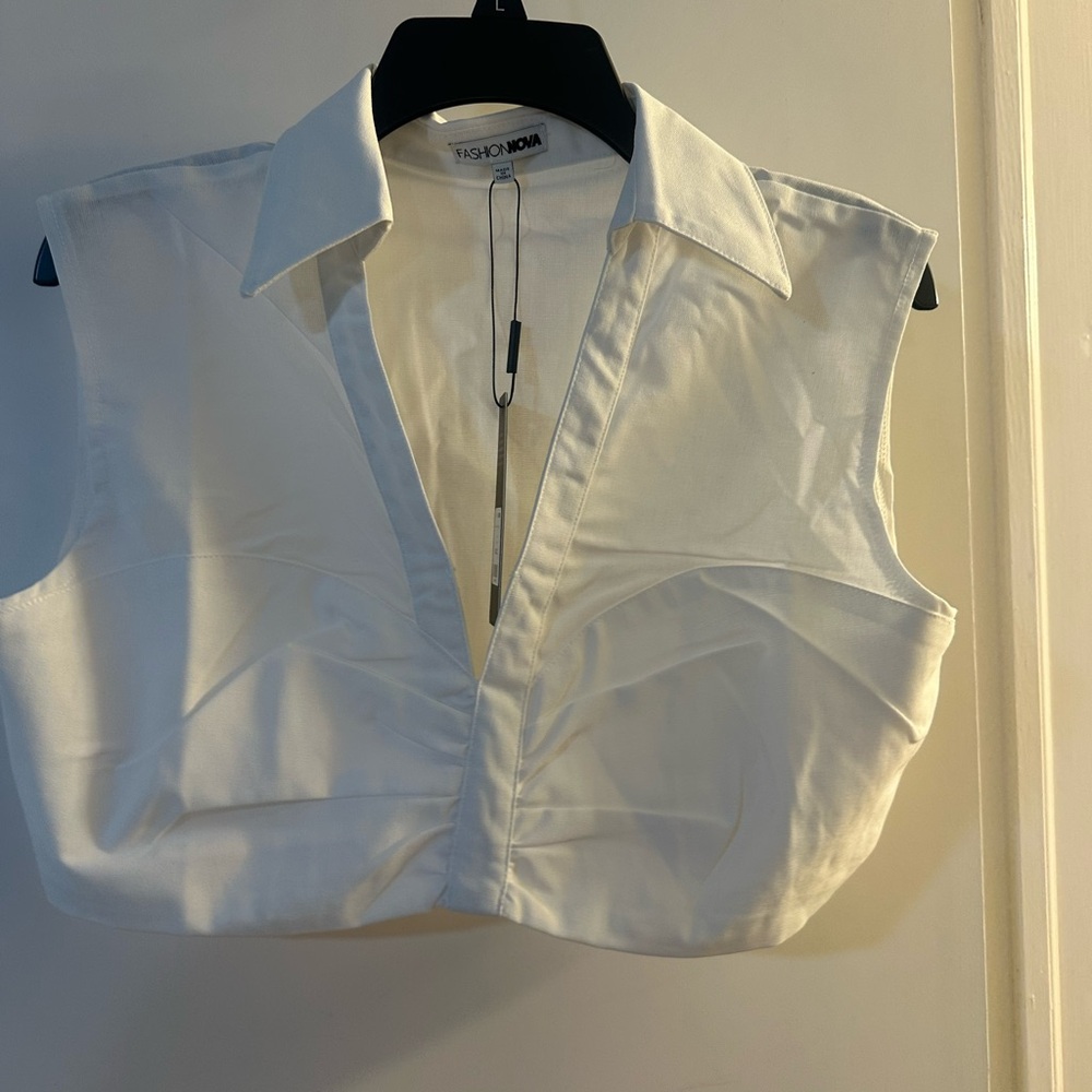 Fashion Nova White Collared Women's Top